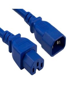 10ft 14 AWG 15A 250V Power Cord (IEC320 C14 to IEC320 C15), Blue