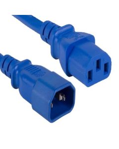 2ft 18 AWG Computer Power Extension Cord IEC320 C13 to IEC320 C14, Blue