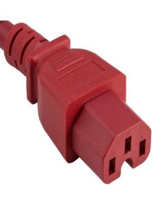 6ft 14 AWG 15A 250V Power Cord (IEC320 C14 to IEC320 C15), Red