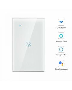 1 Gang WiFi Smart Wall Touch Light Switch Glass Panel For Alexa/Google APP