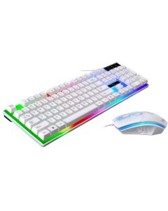 Rainbow Gaming Keyboard and Mouse Mechanical Feel Led Light Backlit  (White)