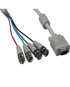 6ft VGA HD15 Male to 4-BNC Male Monitor Cable with Ferrites
